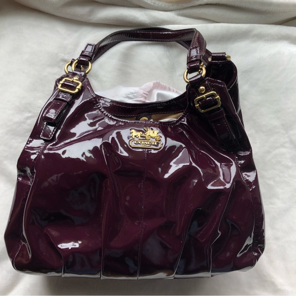 SOLD!!!  COACH Plum Patent Leather Maggie Madison Hobo Shoulder Bag #18760